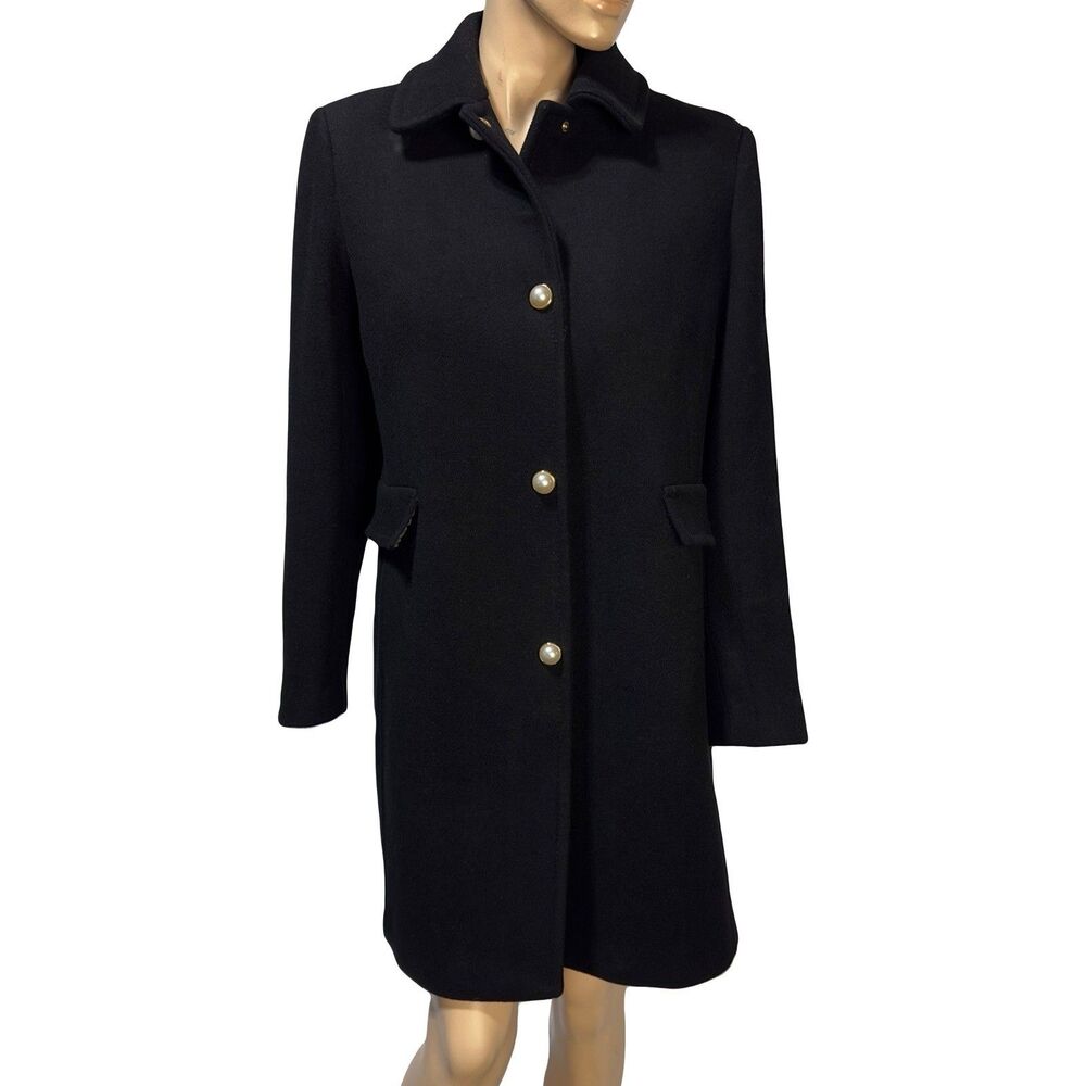 Kate Spade New York Single Breasted Pea Coat Womens L Wool Blend Pearl Button